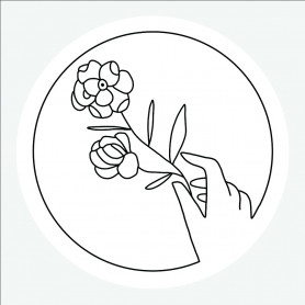 Sticker rond main fleur