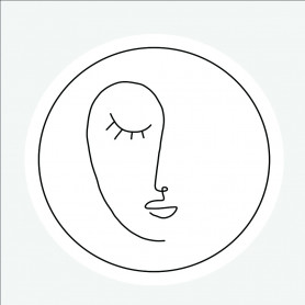 Sticker rond visage minimaliste