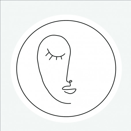 Sticker rond visage minimaliste