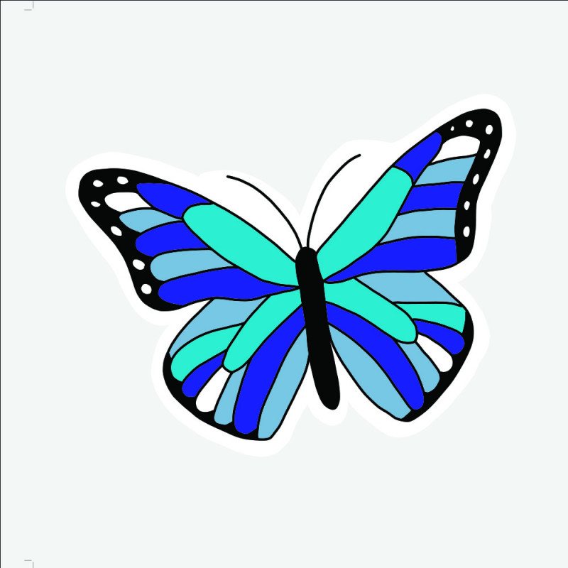 Autocollant papillon bleu