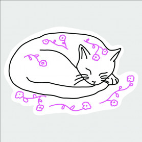 Sticker chat fleuri