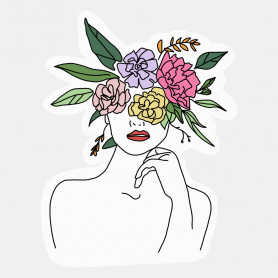Sticker femme fleurie