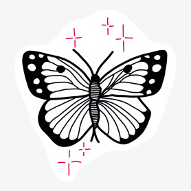 Sticker papillon noir et rouge