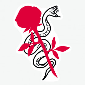 Sticker serpent rose rouge
