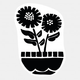 Sticker pot avec fleurs