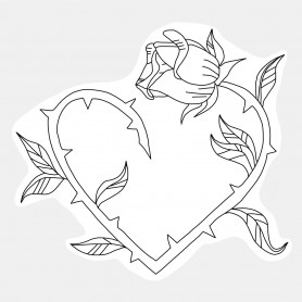 Sticker rose en forme de coeur