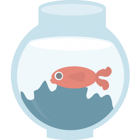 Sticker bocal poisson rouge
