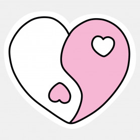 Sticker coeur ying yang